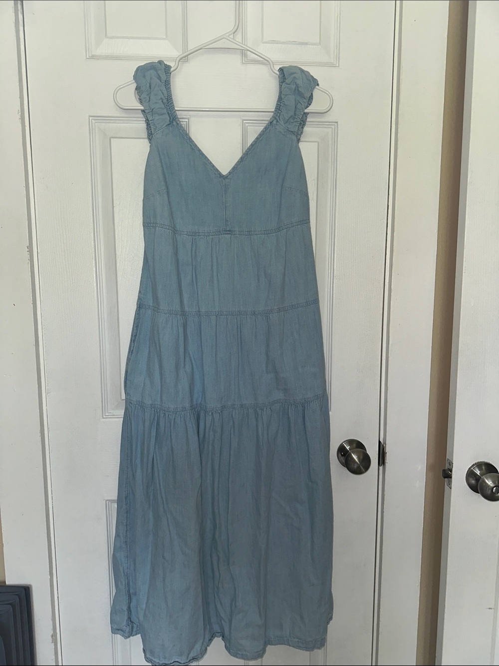 Old Navy Light Blue Smocked Neck Maxi Dress XS